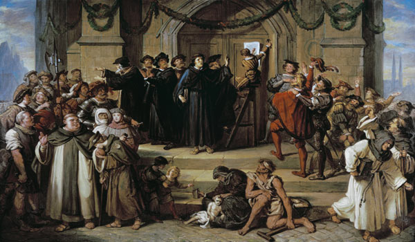 Der Anschlag der 95 Thesen durch Martin Luther von Julius Hübner