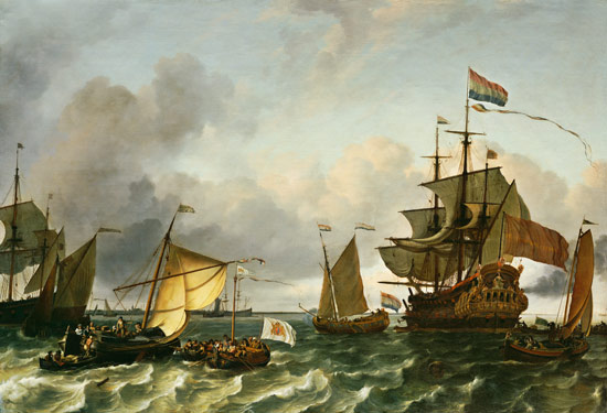 The Frigate Princes Maria, Flying The Standard Of Prince William Of Orange, On The Ij Off Durgerdam, von Julius Jacobus de Sande Bakhuizen