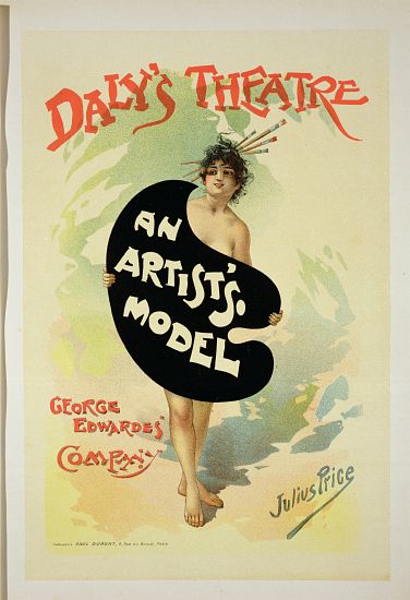 Reproduction of a poster advertising 'An Artist's Model' by George Edwardes' Company, Daly's Theatre von Julius Mandes Price