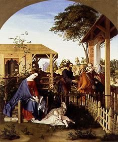 Die Familie Johannes des Täufers bei der Familie Christi. von Julius Schnorr von Carolsfeld