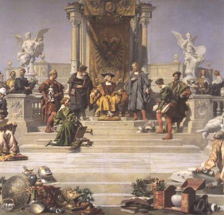 Patronage of the Arts by the House of Habsburg: central section of a ceiling painting von Julius Victor Berger