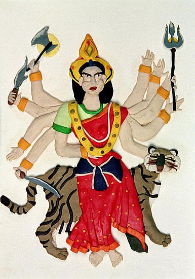 Durga (oil and clay on paper)  von Jung Sook  Nam