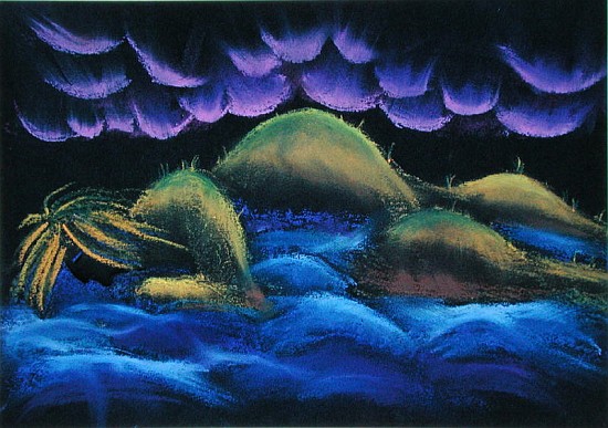 Man Creation Land (oil pastel on paper)  von Jung Sook  Nam