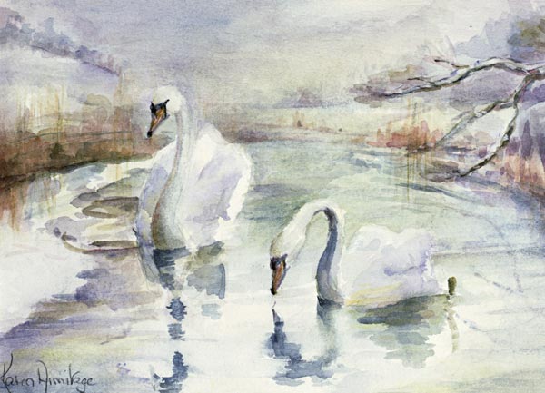 Swans in Winter  von Karen  Armitage