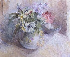 Vase of mixed spring flowers (w/c) 