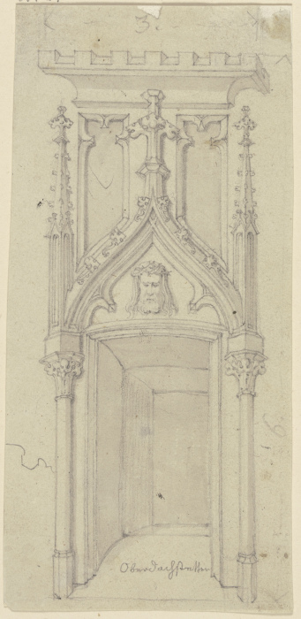 Gotisches Portal in Oberdachstetten (?) mit dem dornengkrönten Christus im Tympanon von Karl Ballenberger