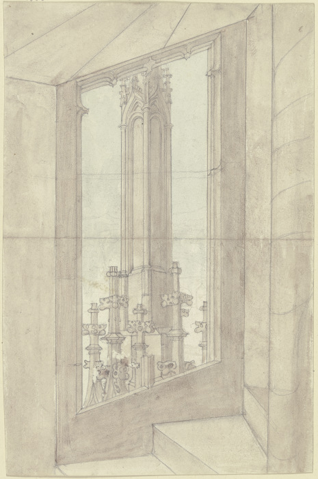 Turmtreppe mit der Aussicht auf die Filiale eines Strebepfeilers von Karl Ballenberger