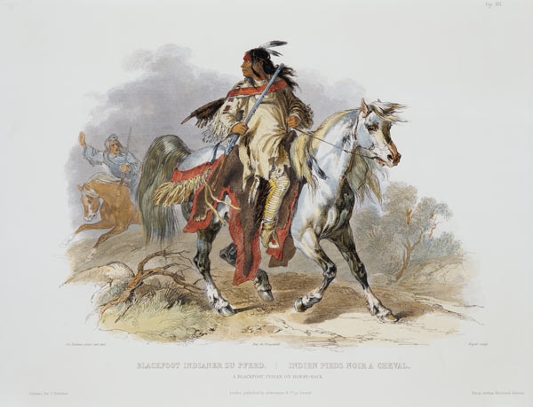 A Blackfoot Indian on Horseback, plate 19 from Volume 1 of 'Travels in the Interior of North America von Karl Bodmer