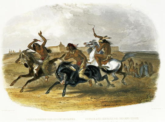 Horse Racing of Sioux Indians near Fort Pierre, plate 30 from Volume 1 of 'Travels in the Interior o von Karl Bodmer