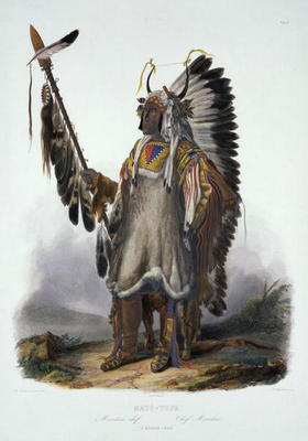 Mato-Tope, a Mandan Chief, plate 13 from Volume 2 of 'Travels in the Interior of North America', eng von Karl Bodmer