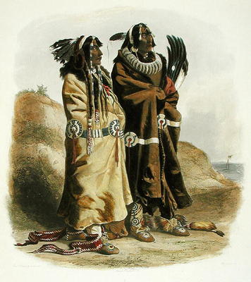 Sih-Chida and Mahchsi-Karehde, Mandan Indians, plate 20 from Volume 2 of 'Travels in the Interior of von Karl Bodmer