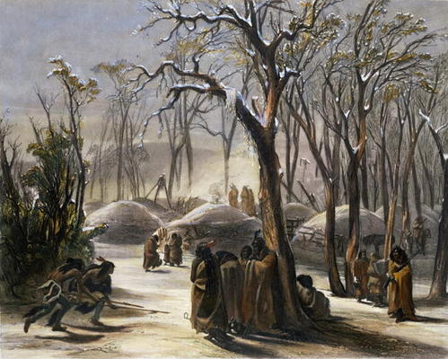 Winter Village of the Minatarres, plate 26 from Volume 2 of 'Travels in the Interior of North Americ von Karl Bodmer