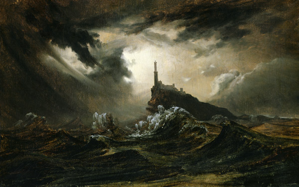 Stormy sea with Lighthouse von Carl Eduard Ferdinand Blechen