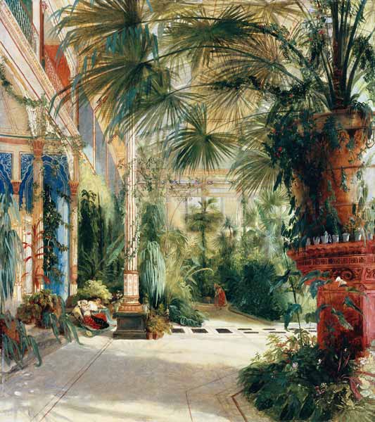 Das Innere des Palmenhauses auf der Pfaueninsel von Carl Eduard Ferdinand Blechen