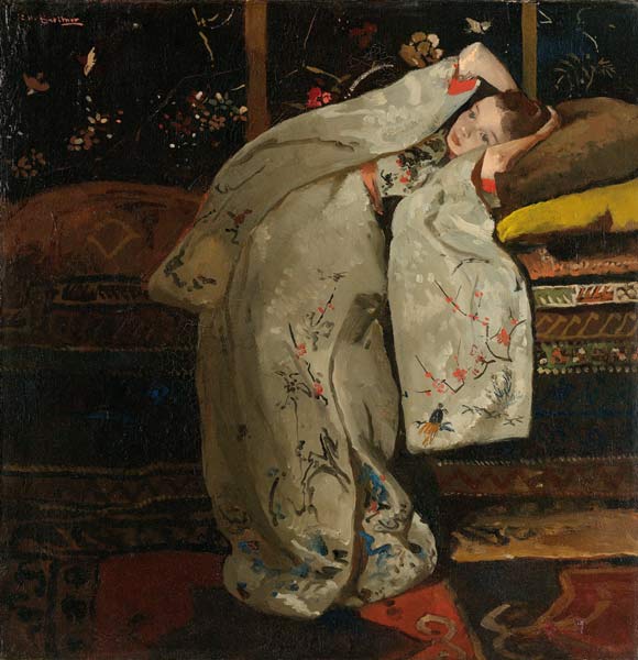 Mädchen in weißem Kimono von Carl Eduard Ferdinand Blechen