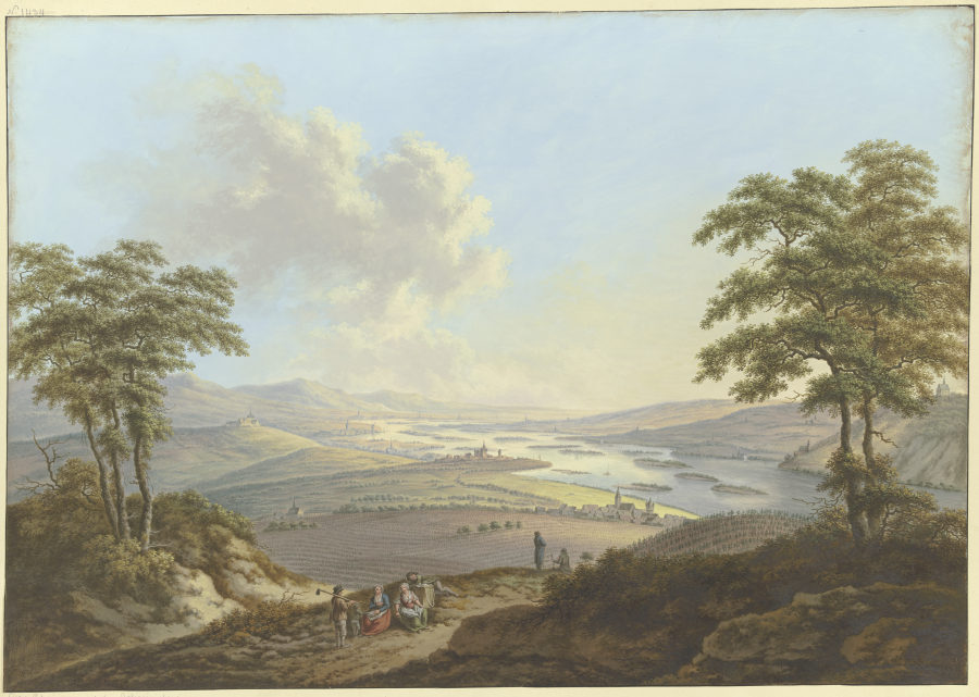 Blick auf Rheingau und Rheinebene, links der Johannisberg von Karl Franz Kraul