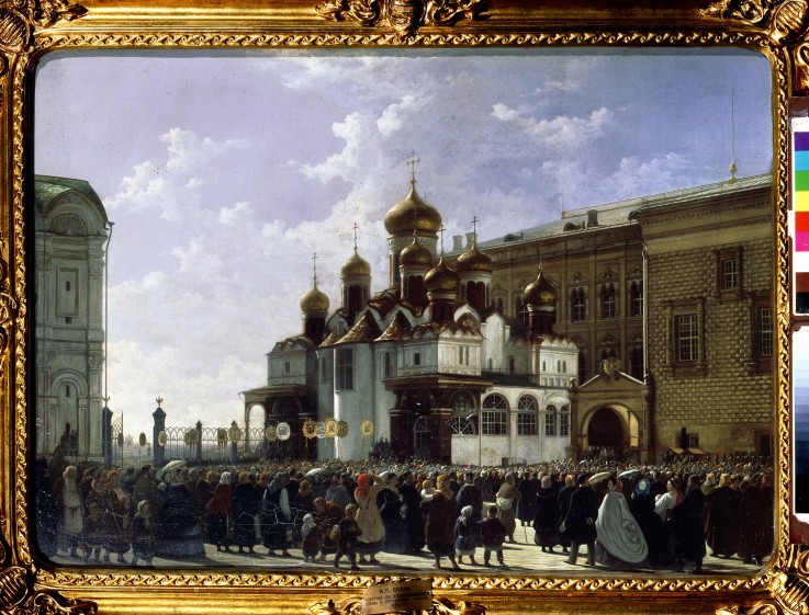 Osterprozession vor der Mariä-Verkündigungs-Kathedrale in Moskau von Karl-Fridrikh Petrovich Bodri