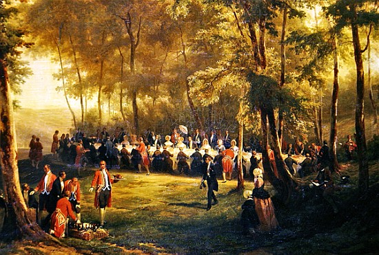Lunch Given Louis-Philippe (1773-1850) for Queen Victoria (1819-1901) in the Forest of Eu, 6th Septe von Karl Girardet