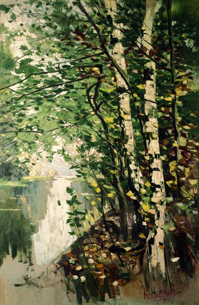 Birken am Fluß von Karl Hagemeister