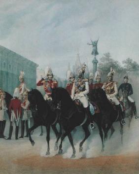Emperor Nicholas I (1796-1855) and Grand Duke Alexander (1845-94) in St. Petersburg 1843  on