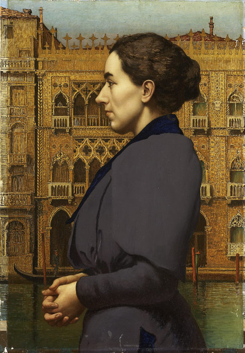Bildnis Anna Cossmann vor der Ca dOro in Venedig von Karl von Pidoll