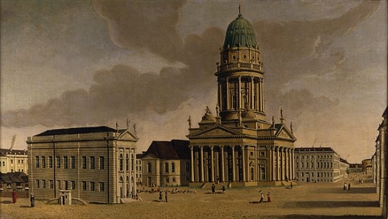 The Gendarmenmarkt with the French Playhouse and Cathedral, Berlin von Karl Friedrich Fechhelm