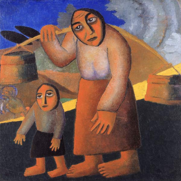 Bäuerin mit Eimern und Kind von Kasimir Sewerinowitsch Malewitsch