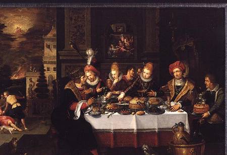 Lazarus and the Rich Man's Table (from Luke XVI) von Kasper or Gaspar van der Hoecke