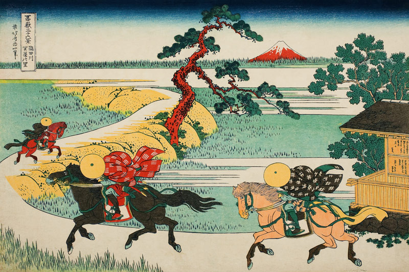 Das Dorf Sekiya am Fluss Sumida (aus der Bildserie „36 Ansichten des Berges Fuji“) von Katsushika Hokusai
