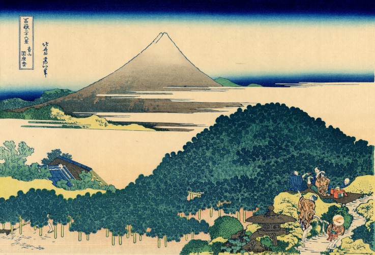 Die Kiefer im Aoyama-Park (aus der Bildserie "36 Ansichten des Berges Fuji") von Katsushika Hokusai