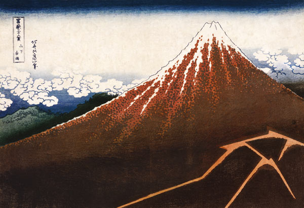 Rainstorm Beneath The Summit (The Black Fuji), From The Series ''Thirty-Six Views Of Mount Fuji'' von Katsushika Hokusai