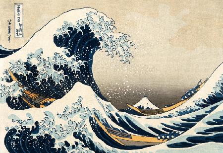 Unter der Welle im Meer vor Kanagawa - aus der Bildserie 36 Ansichten des Berges Fuji - Katsushika Hokusai