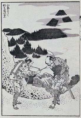 Two men, from a Manga (colour woodblock print) 18th