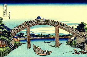 Unter der Mannen-Brücke in Fukagawa (aus der Bildserie "36 Ansichten des Berges Fuji")