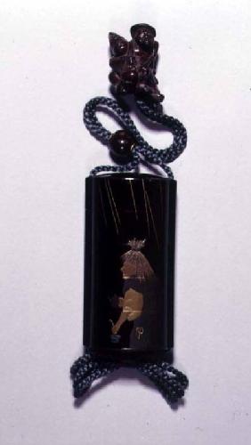 Netsuke and inro case depicting Abura Bozu, the Oil Thief early 19th
