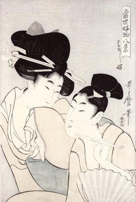 The pleasure of conversation, from the series 'Tosei Kobutsu hakkei' (Eight Modern Behaviours) c.180 von Kitagawa  Utamaro