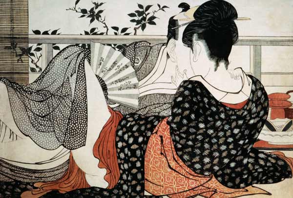 Lovers from the 'Poem of the Pillow', ('Uta makura') von Kitagawa  Utamaro