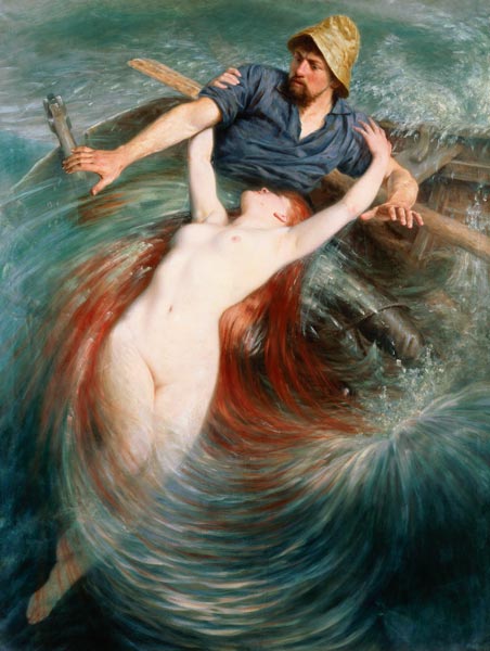 Ein Fischer in den Fängen einer Sirene. von Knut Ekvall
