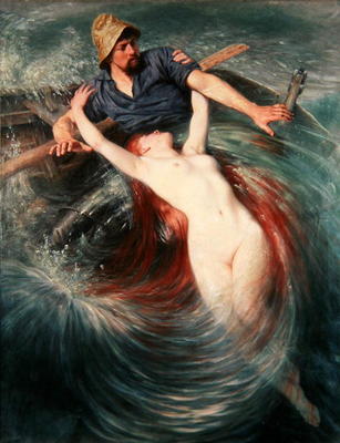 The Fisherman and the Siren (oil on canvas) von Knut Ekvall