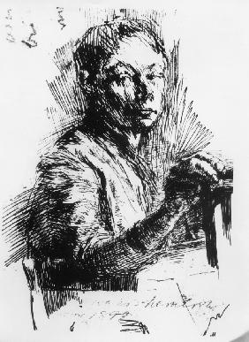 Käthe Kollwitz, Selbstbildnis, zeichnend 1892-01-01