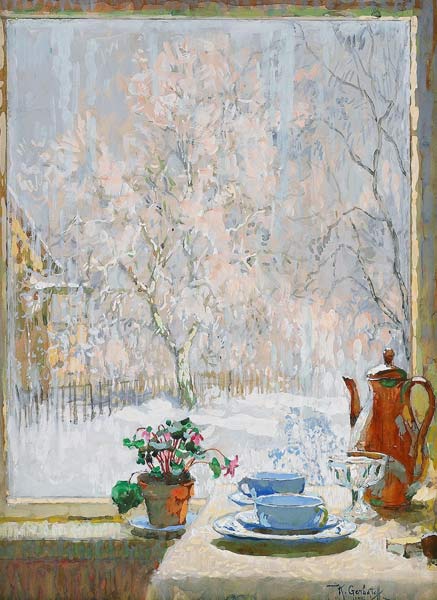Winterblick durch das Fenste von Konstantin Ivanovich Gorbatov