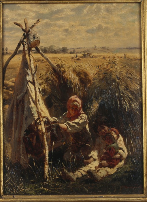Bauernkinder auf dem Feld von Konstantin Jegorowitsch Makowski