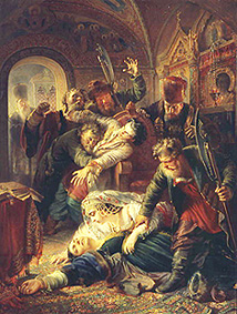 Gedungene Mörder töten den Sohn des Zaren Boris Godunov von Konstantin Jegorowitsch Makowski