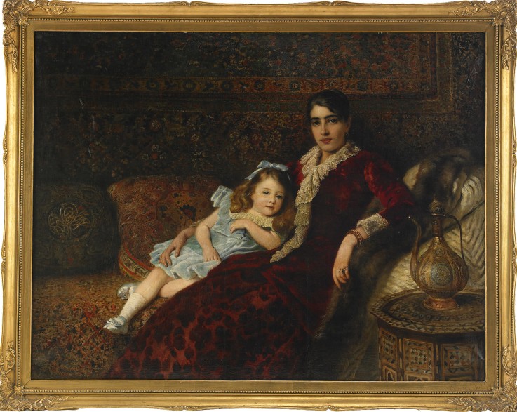 Interieur mit Mutter und Tochter von Konstantin Jegorowitsch Makowski