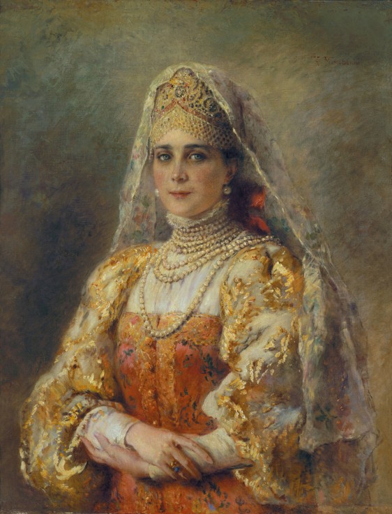 Porträt der Großfürstin Sinaida Jussupowa in russischer Tracht von Konstantin Jegorowitsch Makowski