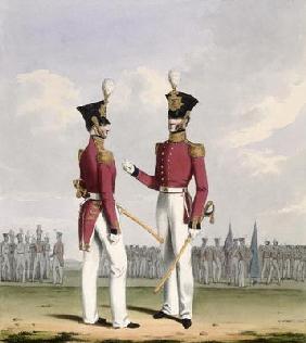 Field Officers of the Royal Marines, plate 2 from 'Costume of the Royal Navy and Marines', engraved