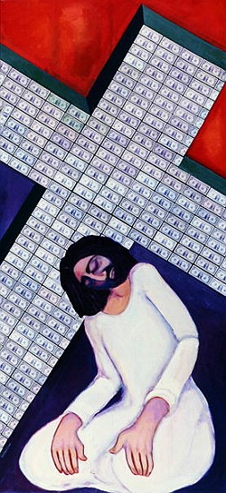 The 2nd Fall, 2000 (acrylic & paper on canvas)  von Laila  Shawa