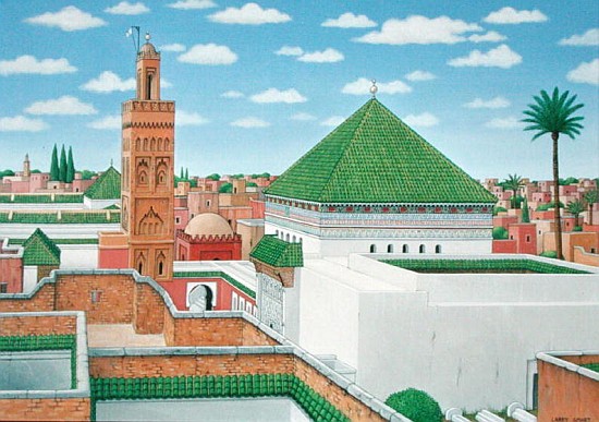 Rooftops, Marrakech, 1998 (acrylic on linen)  von Larry  Smart