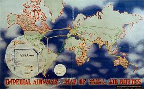 Imperial Airways Map of Empire and European Air Routes 1936
