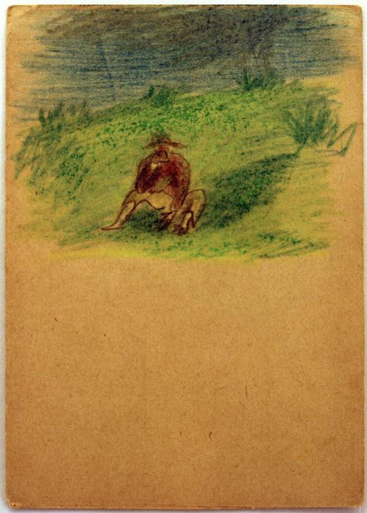 Ohne Titel (Auf Wiese sitzender Mann)  von László Moholy-Nagy
